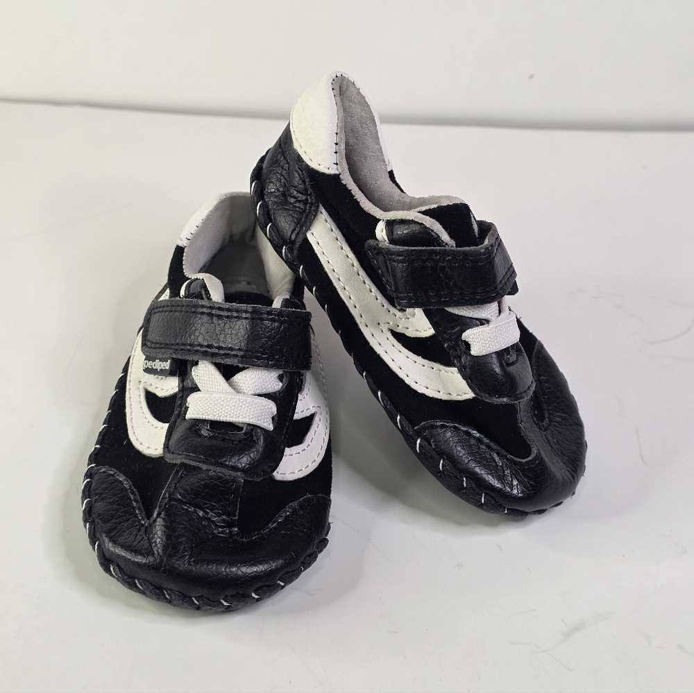 GUC Pediped Cliff Originals Shoes Size 4-4.5 (6-12 Months) Black/White